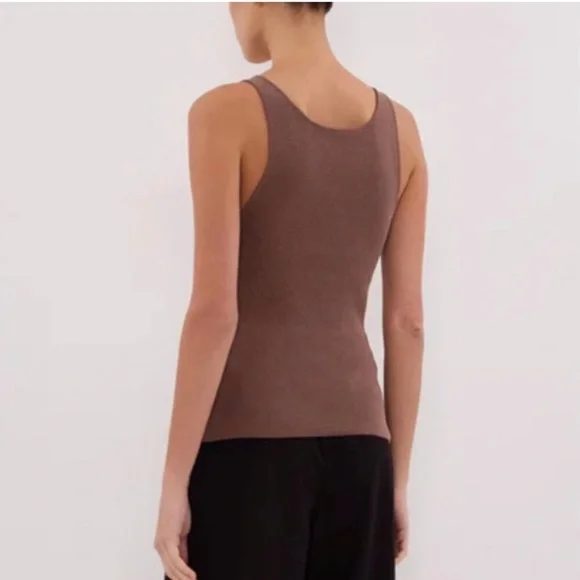 DISSH Ribbed Scoop Tank Top in Mocha Brown - Picture 4 of 6